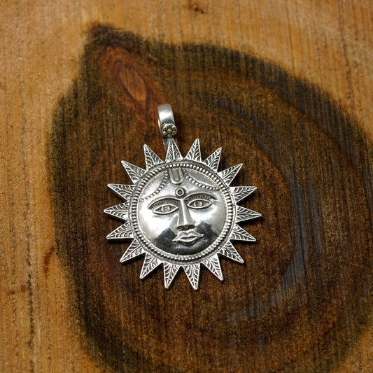 Silver Sun Face Pendant | PPEN005