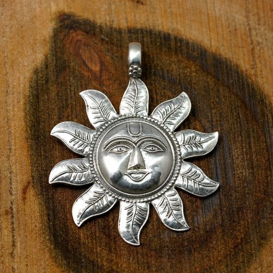Sun Face Silver Pendant | PPEN012
