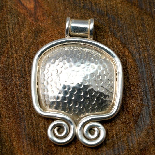 Square Hammered Silver Pendant | PPEN017