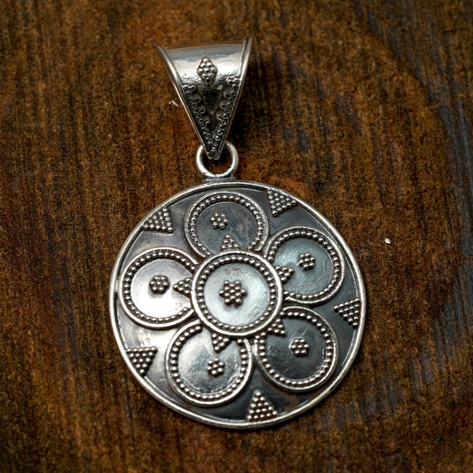 Round Shield Silver Pendant | PPEN025