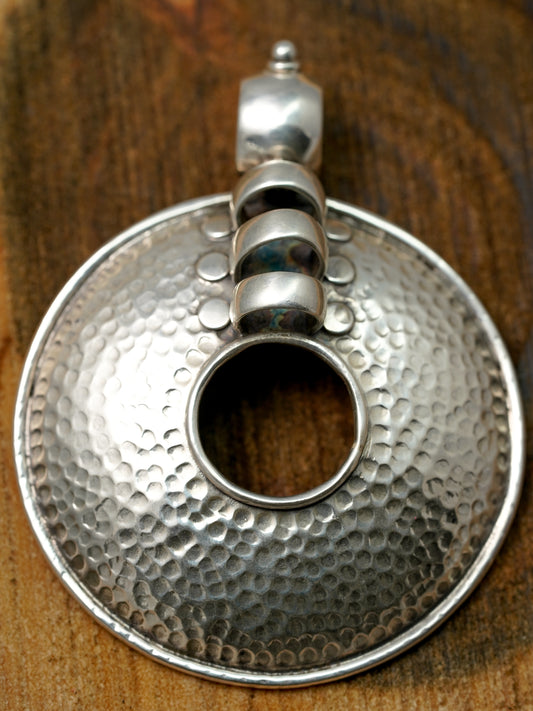 Round Hammered Silver Pendant | PPEN028
