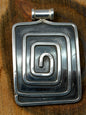 Rectangular Spiral Silver Pendant | PPEN029